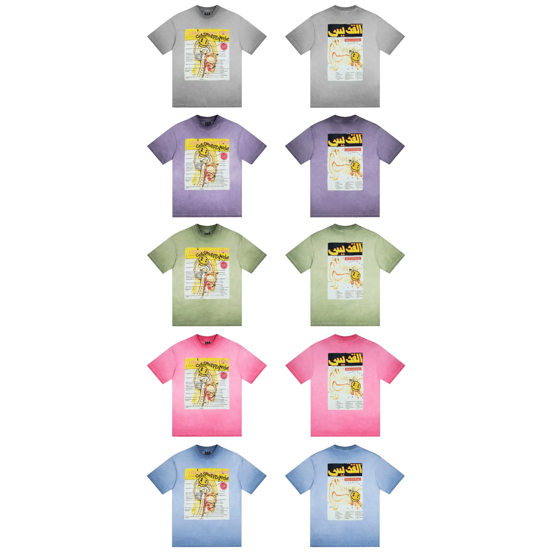 124💰S16# SAINT heavy industry wash and fry color S-XL gray, green, pink, purple, blue